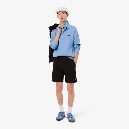 Ribbed Cotton Polo Collar Sweatshirt