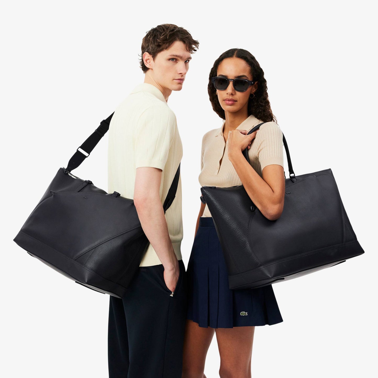 Club Lacoste Wochenendtasche aus genarbtem Leder