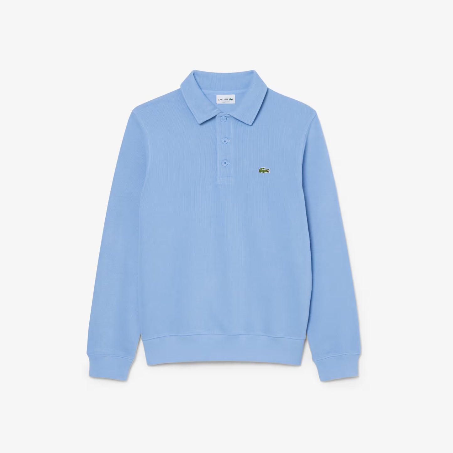 Ribbed Cotton Polo Collar Sweatshirt