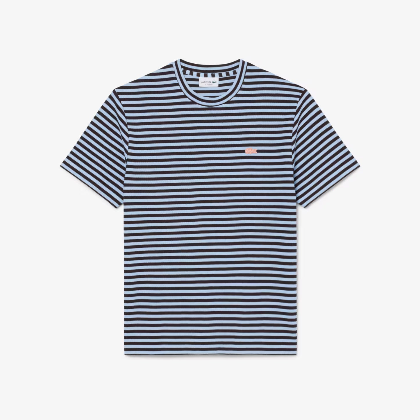 Gestrichelte Baumwoll-T-Shirt mit Textur