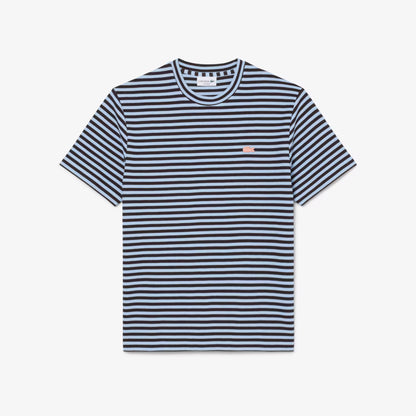 Gestrichelte Baumwoll-T-Shirt mit Textur