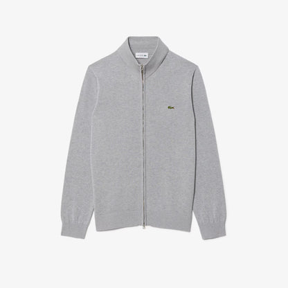 Zipped High Neck Cotton Sweater