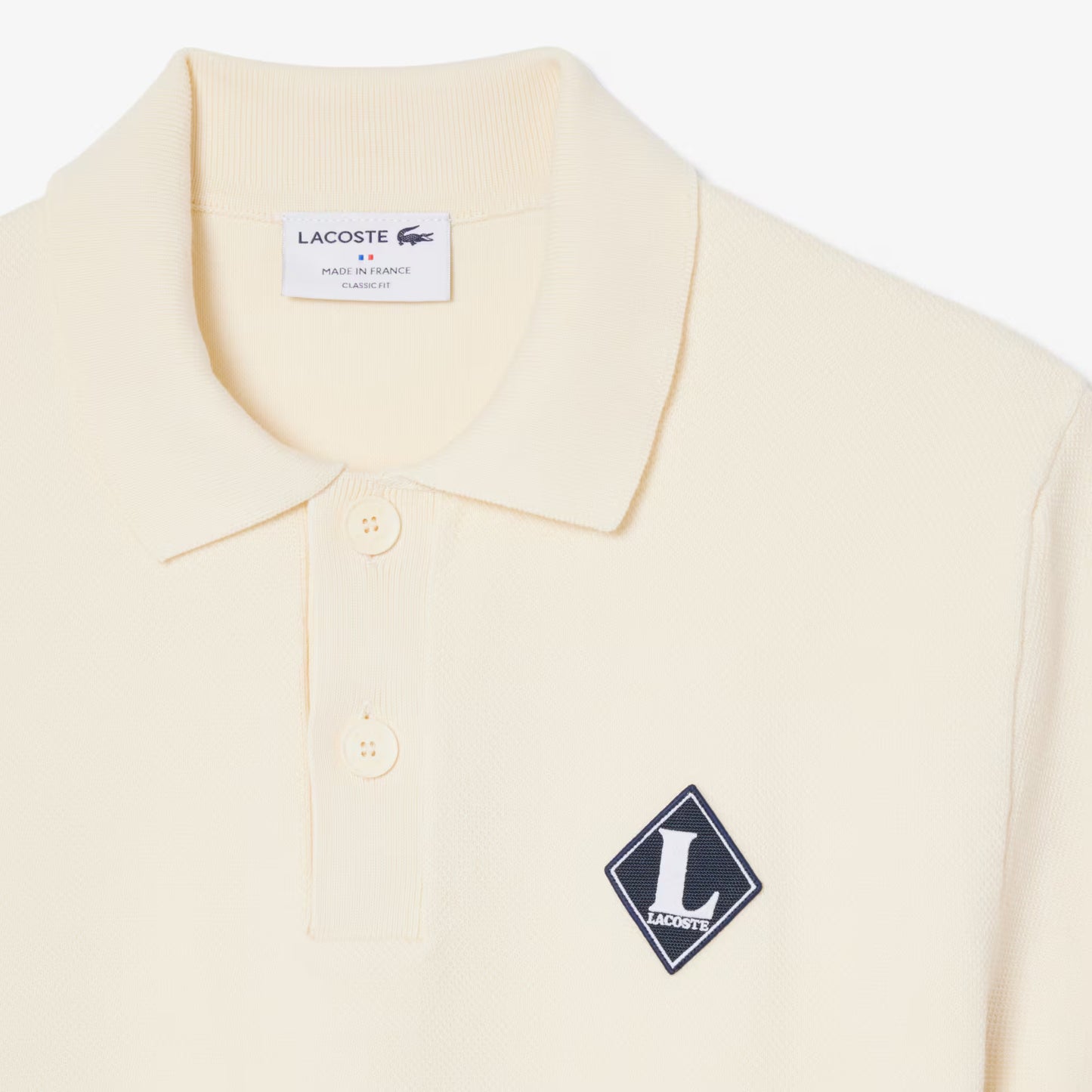 French Made Badge Accent Polo Collar Sweater