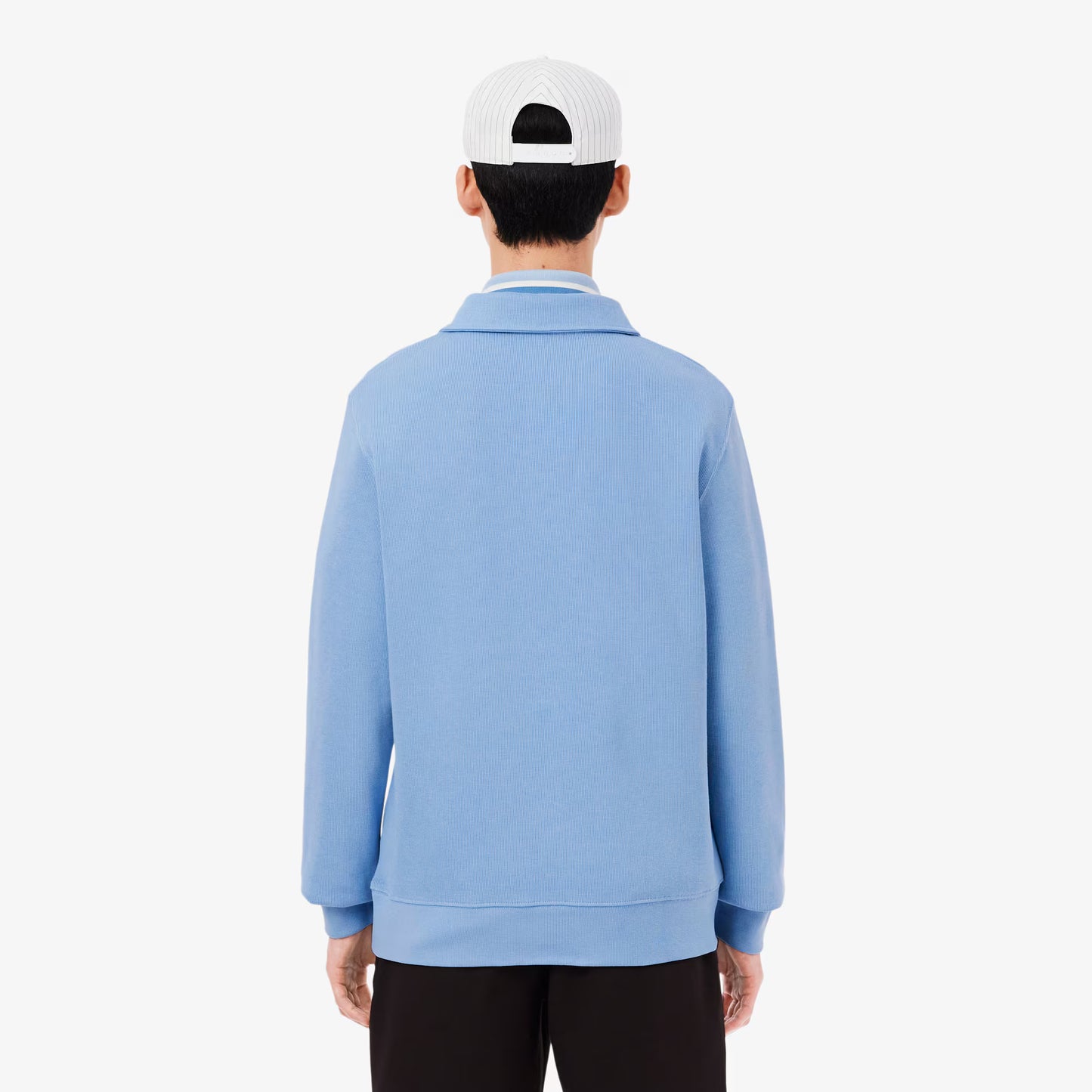 Ribbed Cotton Polo Collar Sweatshirt