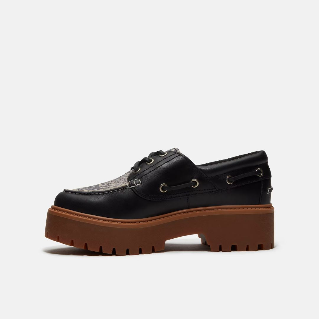 Stone Street Boat Shoe Snake Pattern Suede