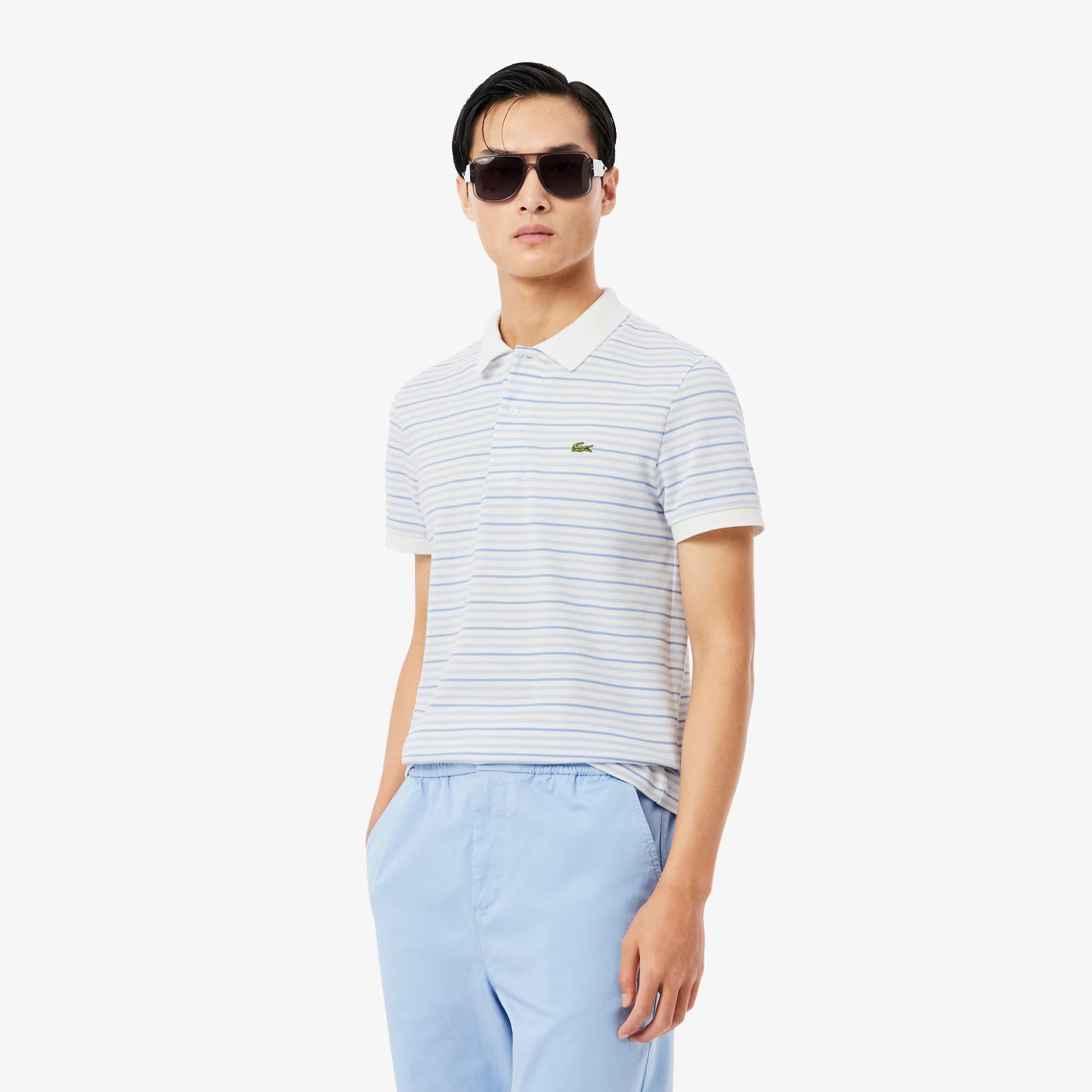 Classic Fit Striped Petit Pique Polo Shirt