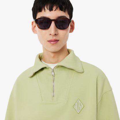 Loose Fit Zipped Neck Pique Sweatshirt