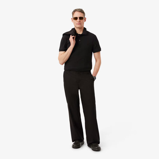 Regular Fit Geripptes Strick-Poloshirt