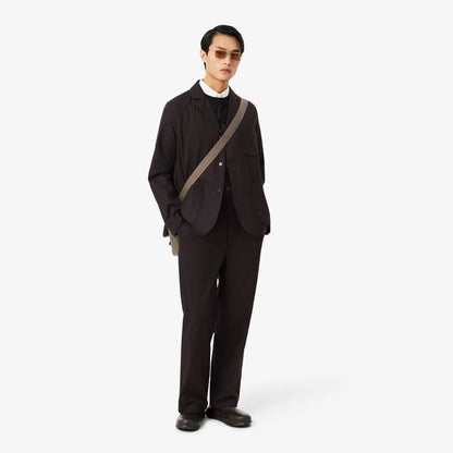 Straight Fit Striped Cotton Suit Pants