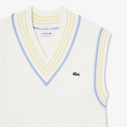 Striped Rib Knit Cotton Sweater Vest