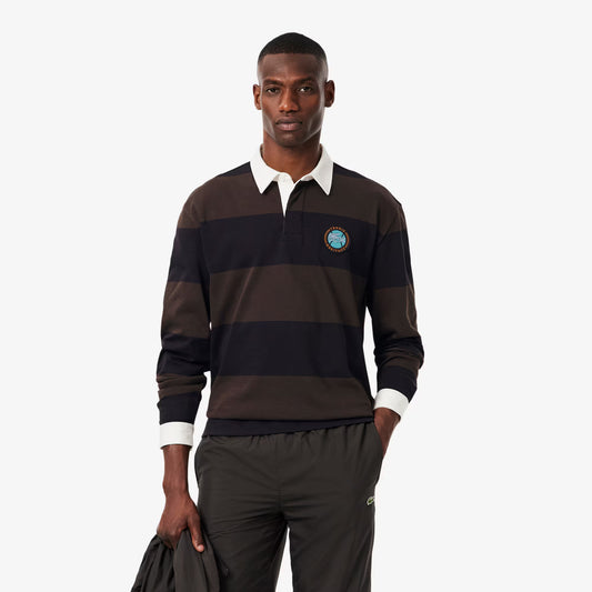 Relaxed Fit Striped Rugby Polo Shirt