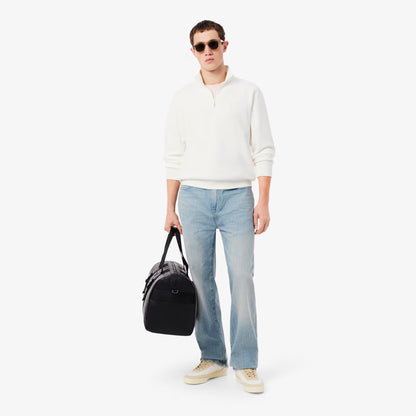 High Neck Embossed Zipped Sweatshirt