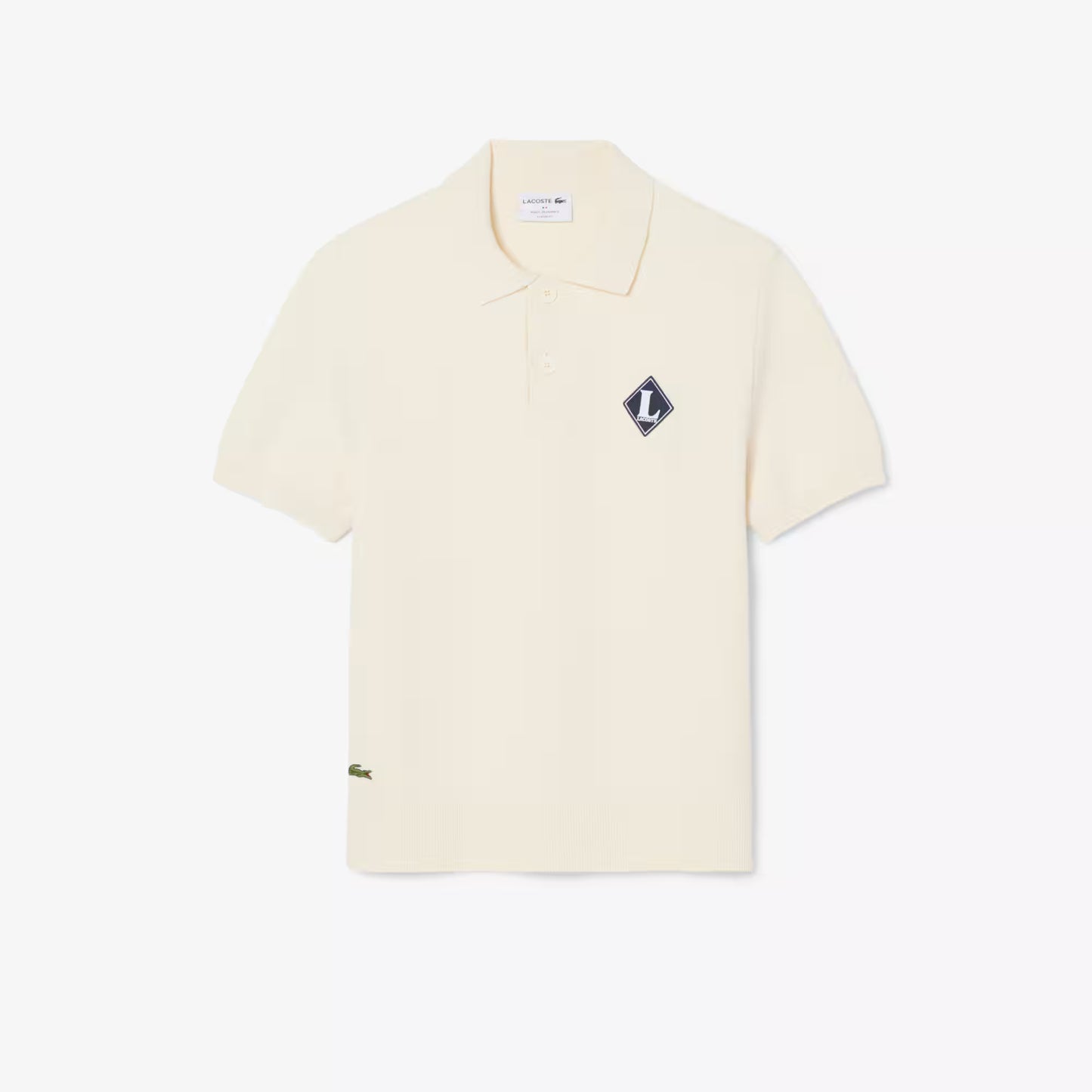 French Made Badge Accent Polo Collar Sweater