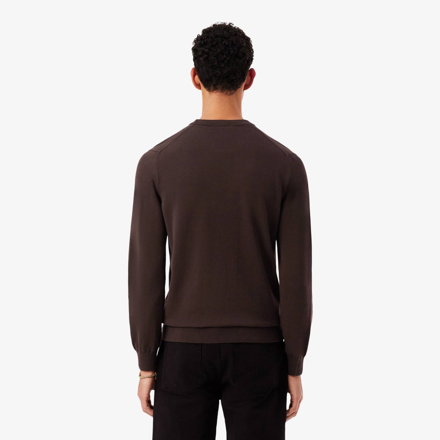 Einfarbiger Baumwollpullover mit Rundhalsausschnitt
