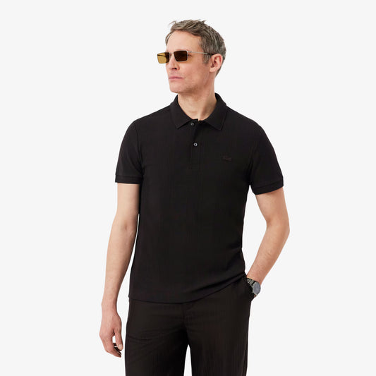 Regular Fit Geripptes Strick-Poloshirt