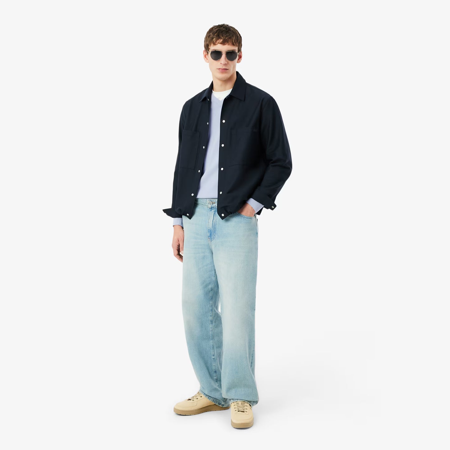 Monochromer Baumwoll-V-Ausschnitt-Pullover