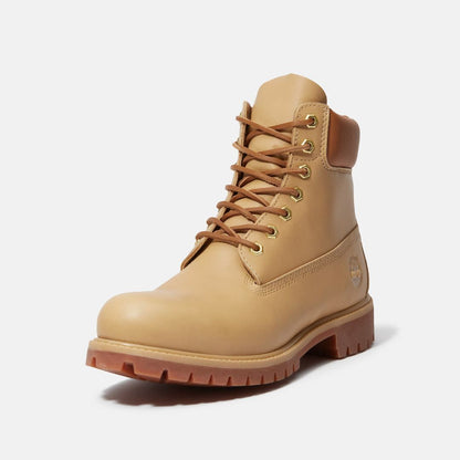 Premium 6-Inch Lace-Up Waterproof Medium Beige Full Grain