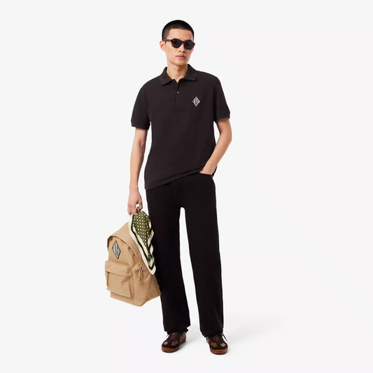 Classic Fit Badge Accent Pique Polo Shirt