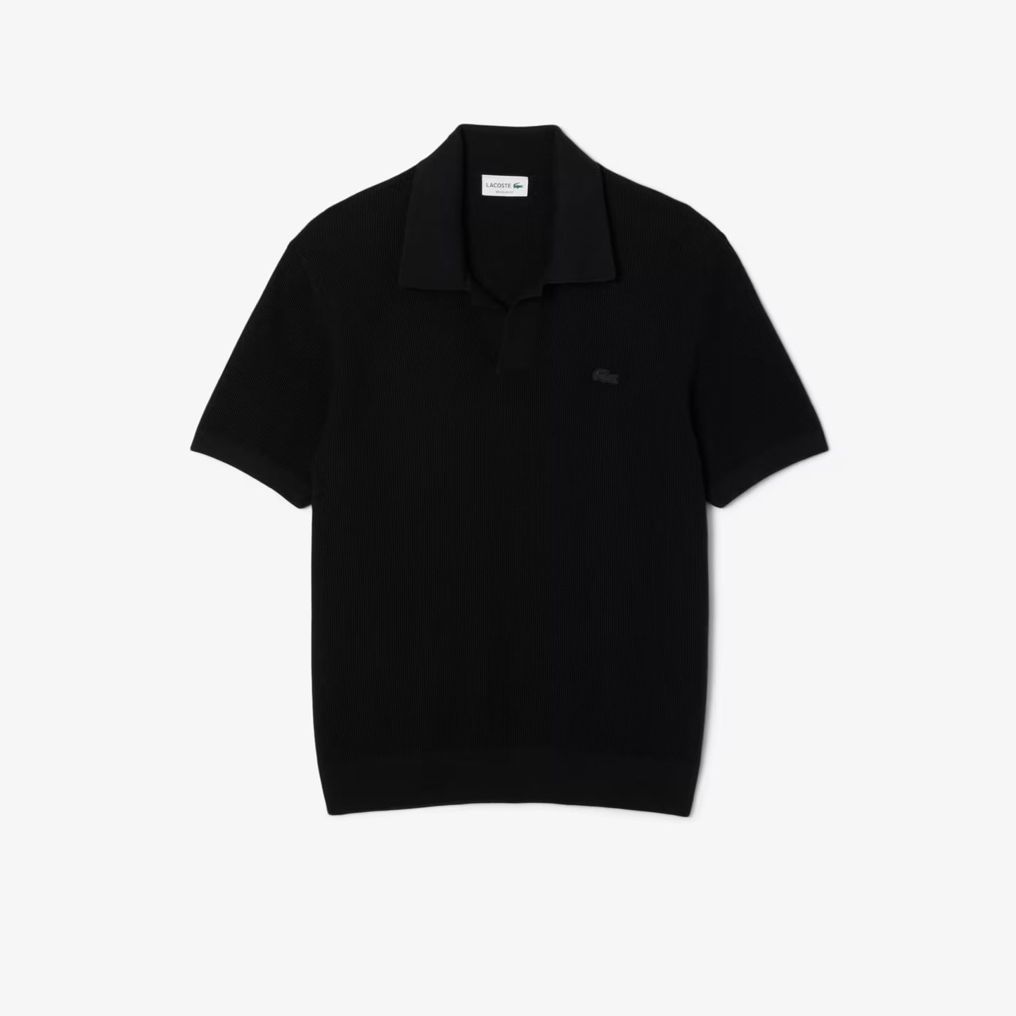 Cotton Blend Open Polo Collar Sweater