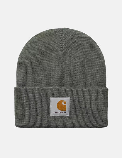 Kurze Beanie-Mütze – Rauchgrün