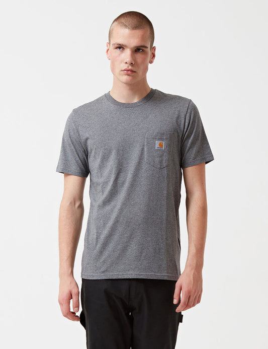 T-shirt à poche - Gris foncé chiné