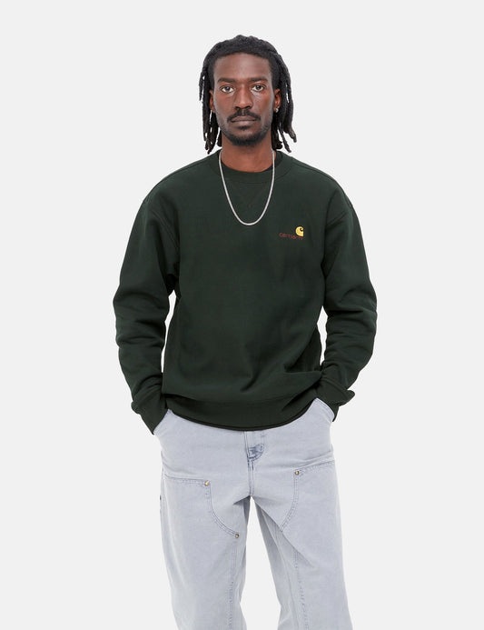 Sweat-shirt American Script - Vert Cèdre Foncé