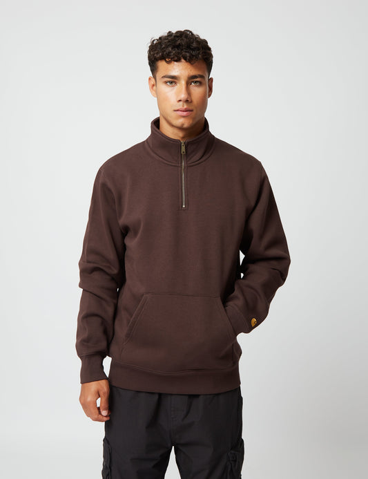 Sweat-shirt zippé Chase Neck – Marron Ombre Foncé