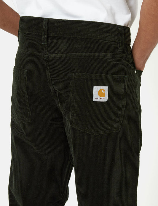 Pantalon Newel en velours côtelé (coupe décontractée) - Vert Cèdre Foncé