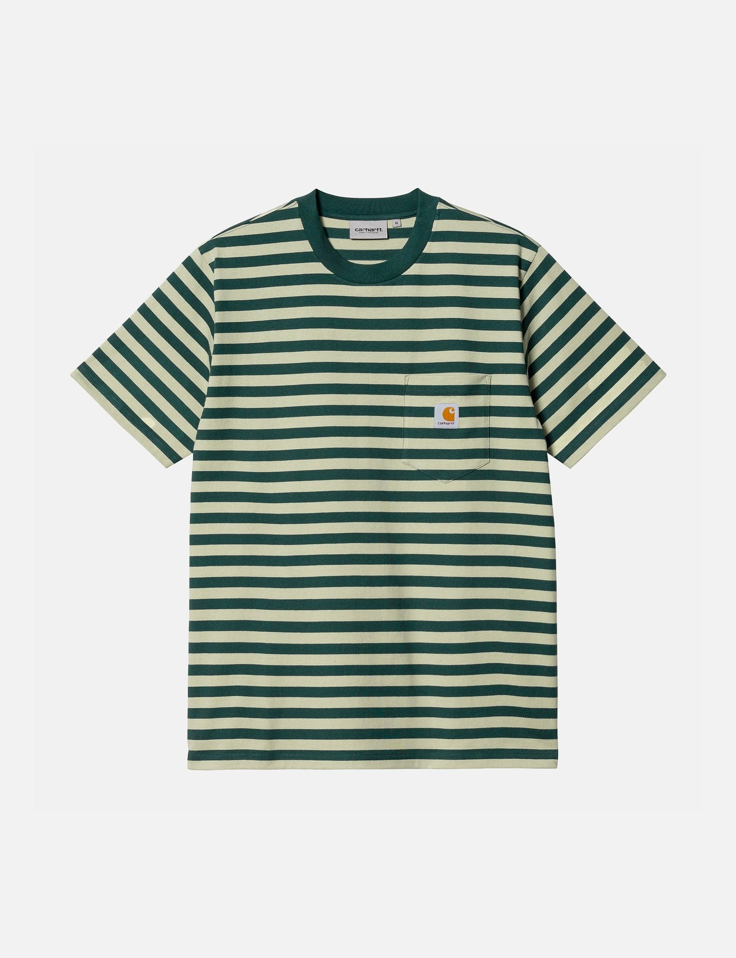 T-shirt Scotty à rayures avec poche (coupe droite) - Vert botanique/Vert agave
