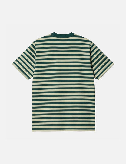 T-shirt Scotty à rayures avec poche (coupe droite) - Vert botanique/Vert agave