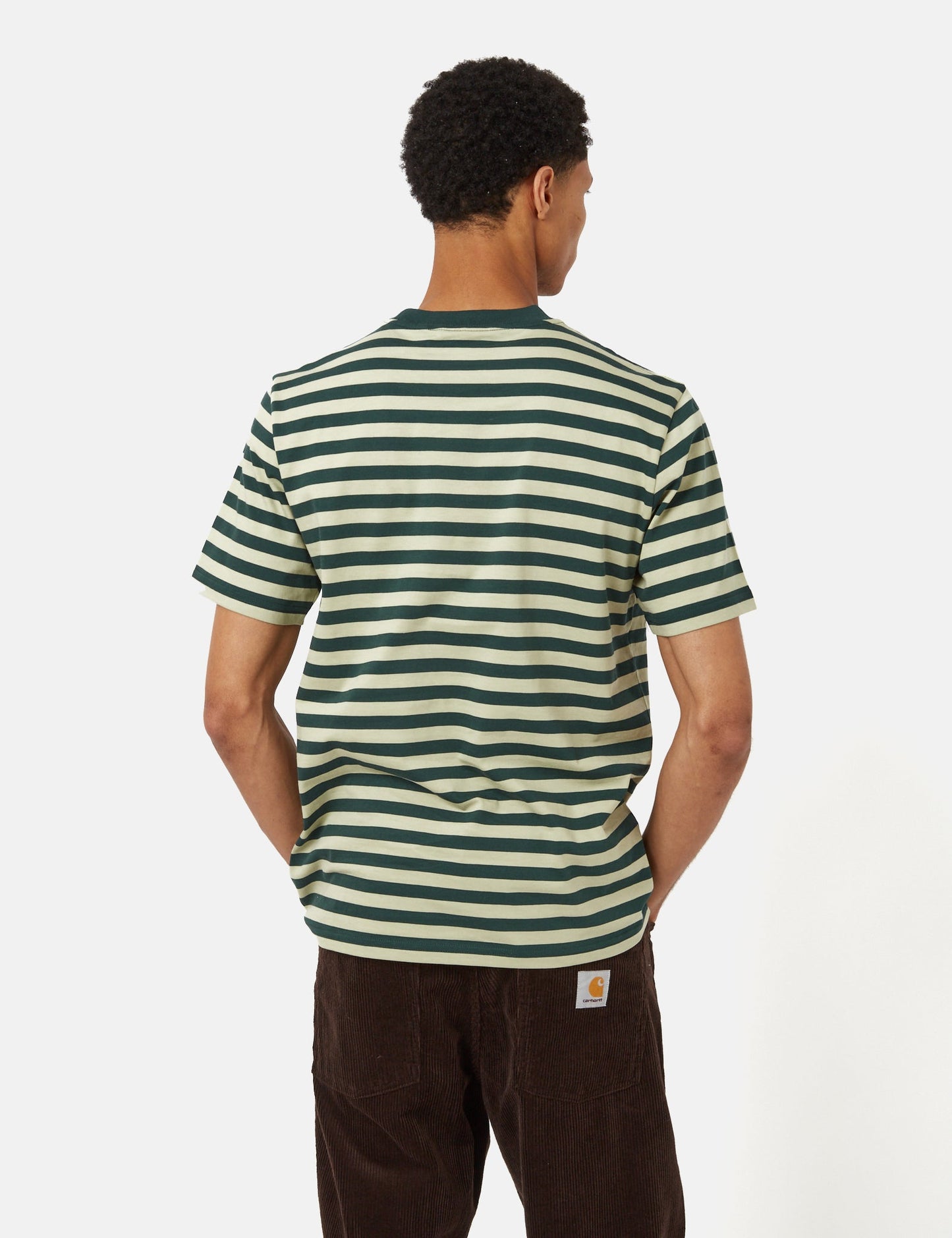T-shirt Scotty à rayures avec poche (coupe droite) - Vert botanique/Vert agave