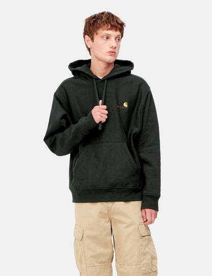 Kapuzenpullover mit American Script - Dunkles Zedernholzgrün
