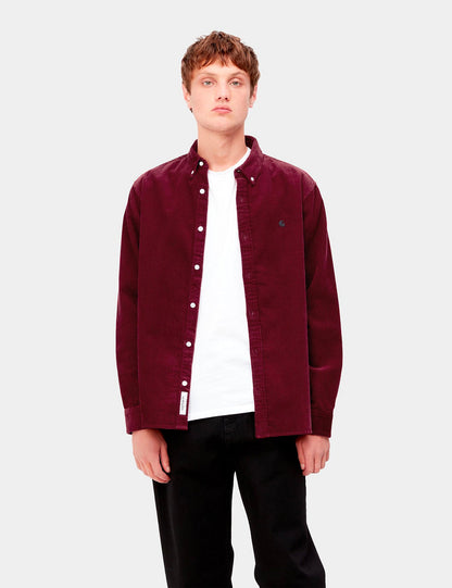 Chemise Madison en velours côtelé - Bourgogne/Noir Corvina