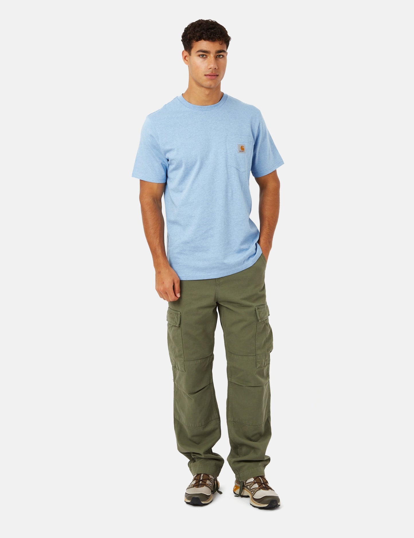 Taschen-T-Shirt (Regular) – Piscineblau meliert