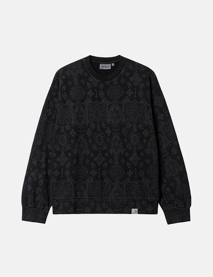 Sweatshirt mit Vers-Aufdruck – Schwarz