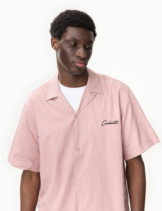Chemise Delray à manches courtes - Rose nacré/Noir