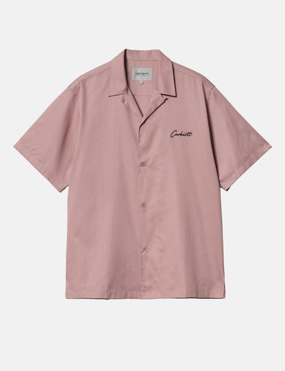 Chemise Delray à manches courtes - Rose nacré/Noir