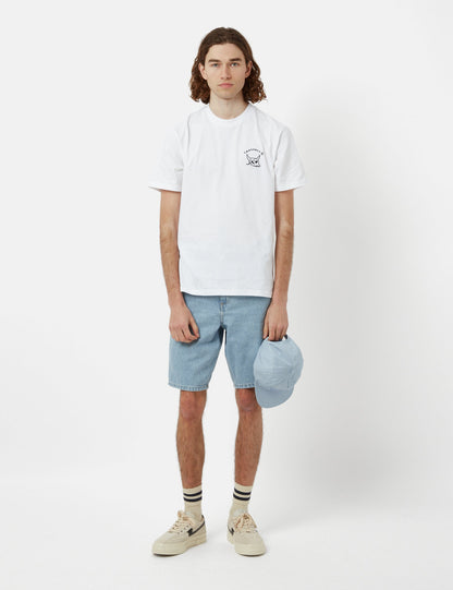 Single Knee Shorts (Bio-Baumwolle) – Blue Heavy Stone Bleached