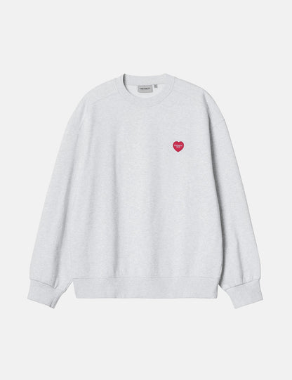 Sweatshirt mit Herz-Applikation – Aschgrau meliert