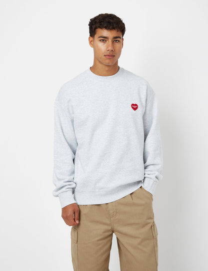 Sweatshirt mit Herz-Applikation – Aschgrau meliert