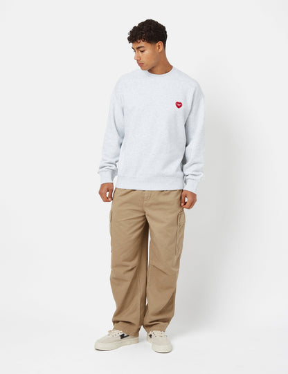 Sweatshirt mit Herz-Applikation – Aschgrau meliert