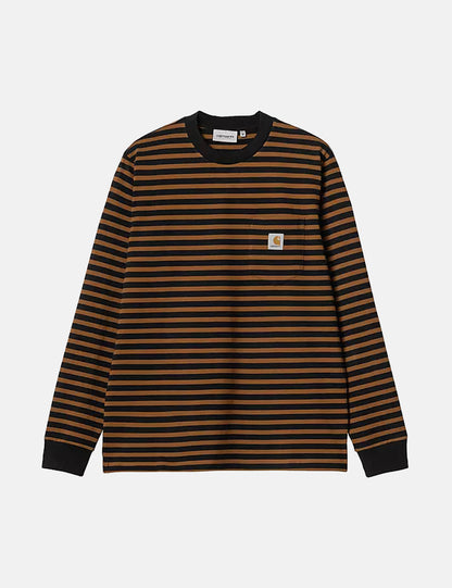 Seidler Langarm-T-Shirt mit Tasche (Seidler Stripe) – Highland Green