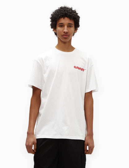 Fast-Food-T-Shirt (locker) – Weiß/Rot