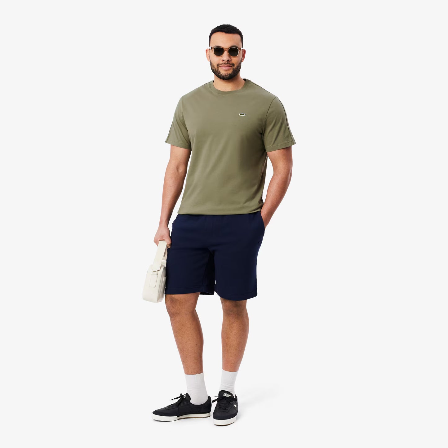 T-shirt à bande rayée griffée