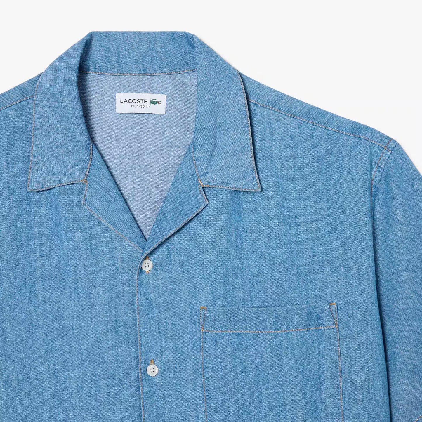 Relaxed Fit Open Neck Denim Shirt