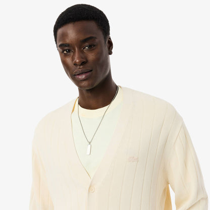 Rib Knit Cotton Blend Cardigan