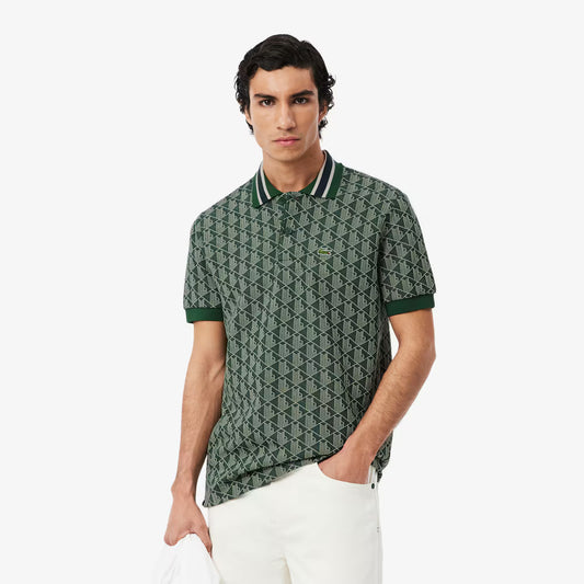 Klassisches Polohemd mit Monogramm-Jacquard