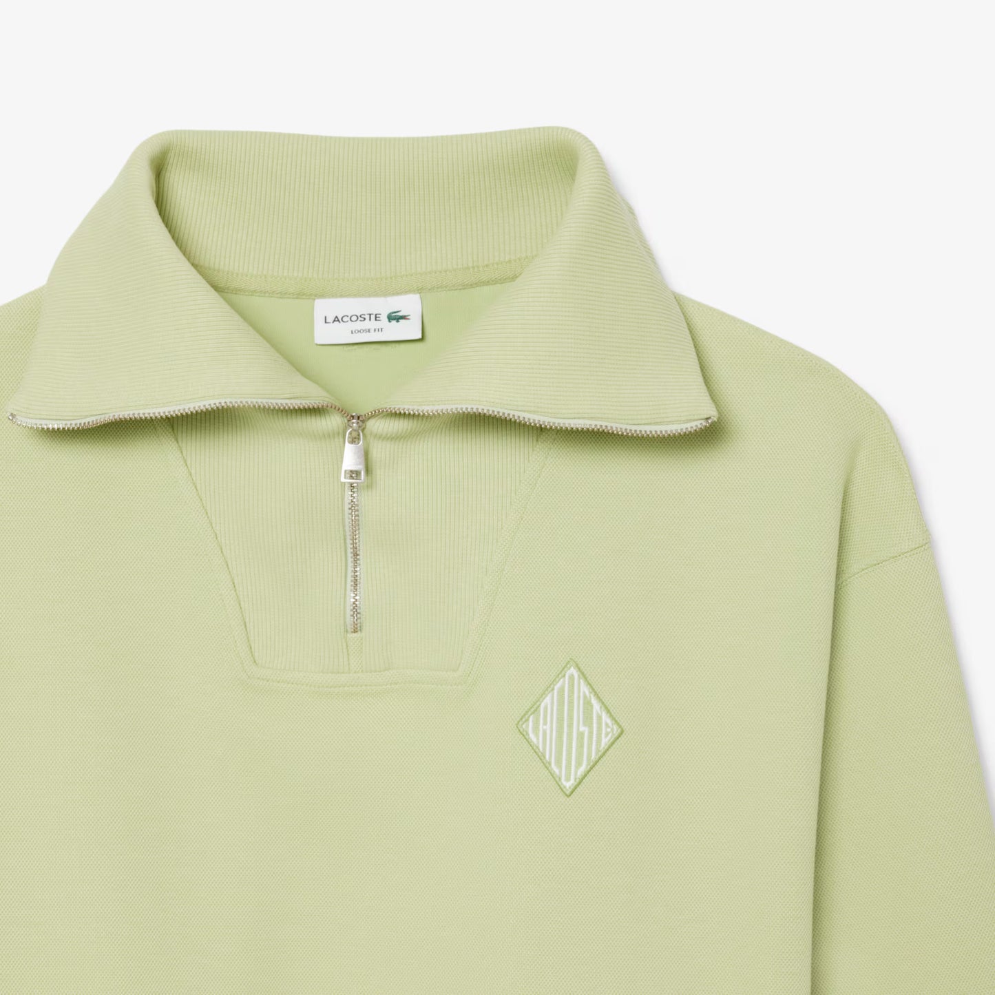 Loose Fit Zipped Neck Pique Sweatshirt