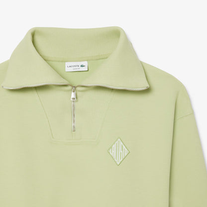 Loose Fit Zipped Neck Pique Sweatshirt
