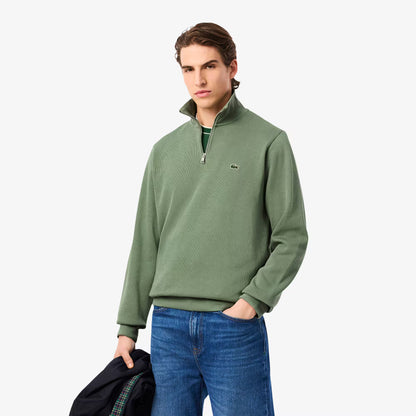 Zip-Up High Neck Interlock Sweatshirt
